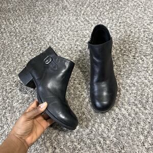 Born Phobos Boot Womens Size 8.5 Black Leather Boho Bootie Low Block Heel Buckle